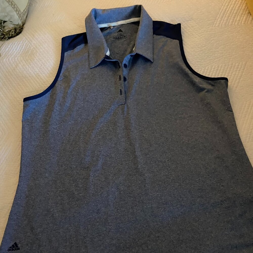 EUC   Adidas Women's Ultimate Heathered Sleeveless Polo, Active .